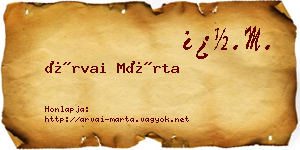 Árvai Márta névjegykártya
