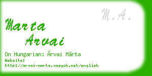 marta arvai business card
